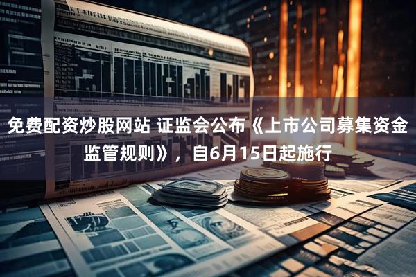 免费配资炒股网站 证监会公布《上市公司募集资金监管规则》，自6月15日起施行