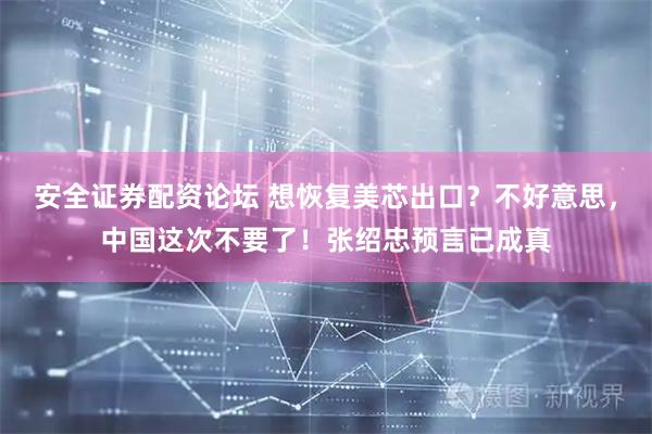 安全证券配资论坛 想恢复美芯出口？不好意思，中国这次不要了！张绍忠预言已成真
